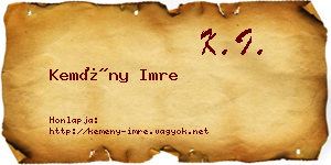 Kemény Imre névjegykártya